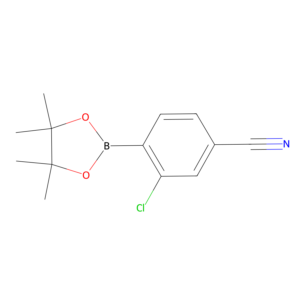 3-Chloro-4-(4,4,5,5-tetramethyl-1,3,2-dioxaborolan-2-yl)benzonitrile molecular structure, CAS 945391-06-0