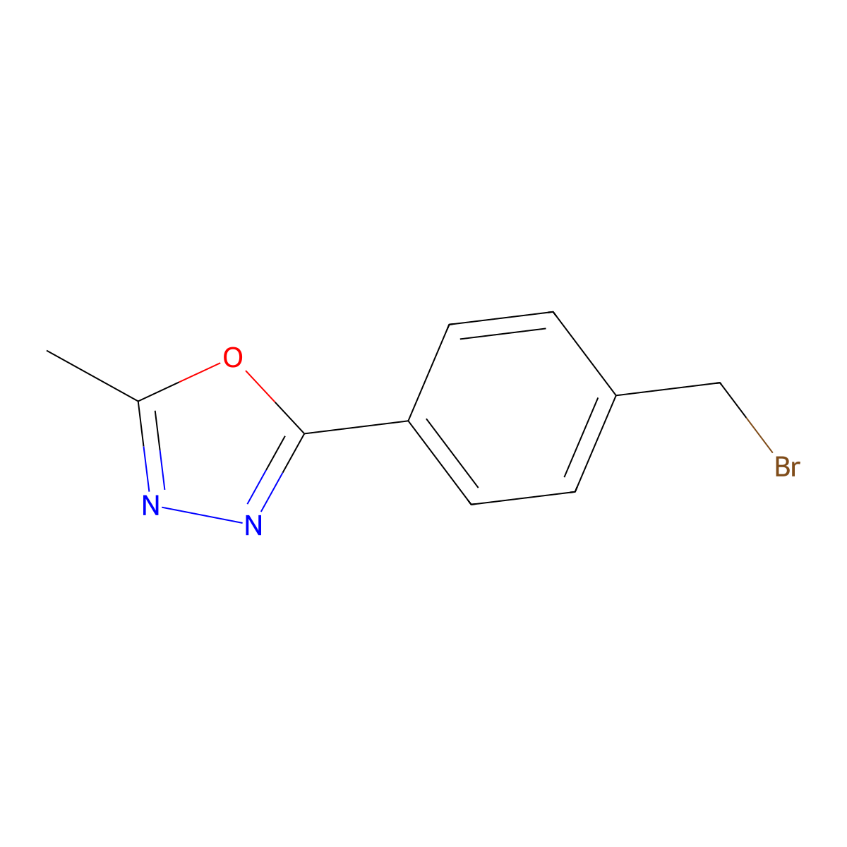 2-(4-(Bromomethyl)phenyl)-5-methyl-1,3,4-oxadiazole molecular structure, CAS 946409-17-2