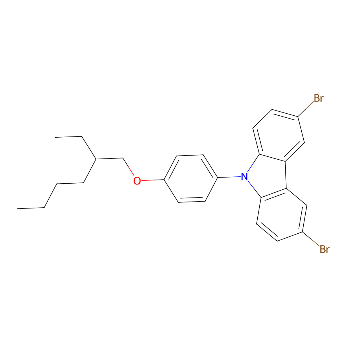 3,6-Dibromo-9-(4-(2-ethylhexyloxy)phenyl)-9H-carbazole molecular structure, CAS 946491-48-1