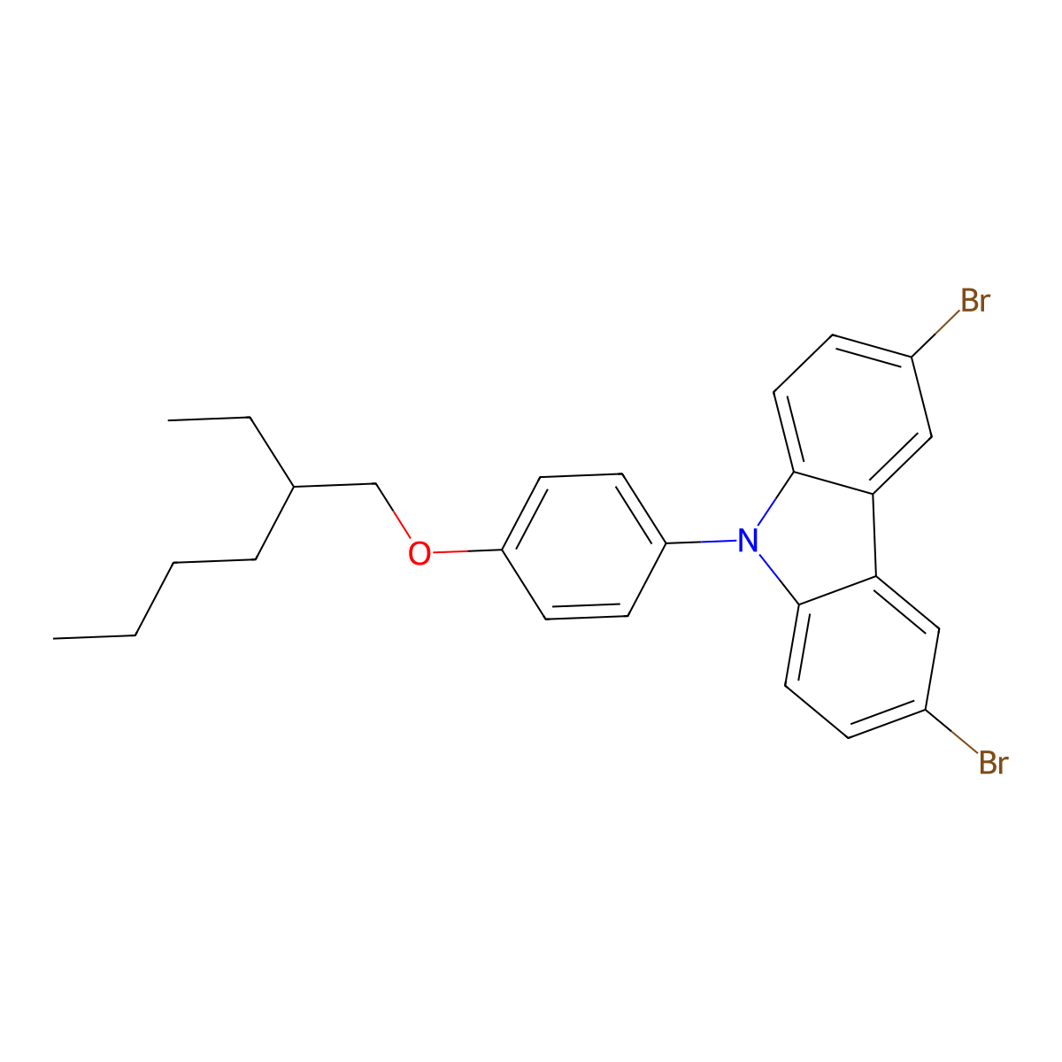 3,6-Dibromo-9-(4-(2-ethylhexyloxy)phenyl)-9H-carbazole molecular structure, CAS 946491-48-1