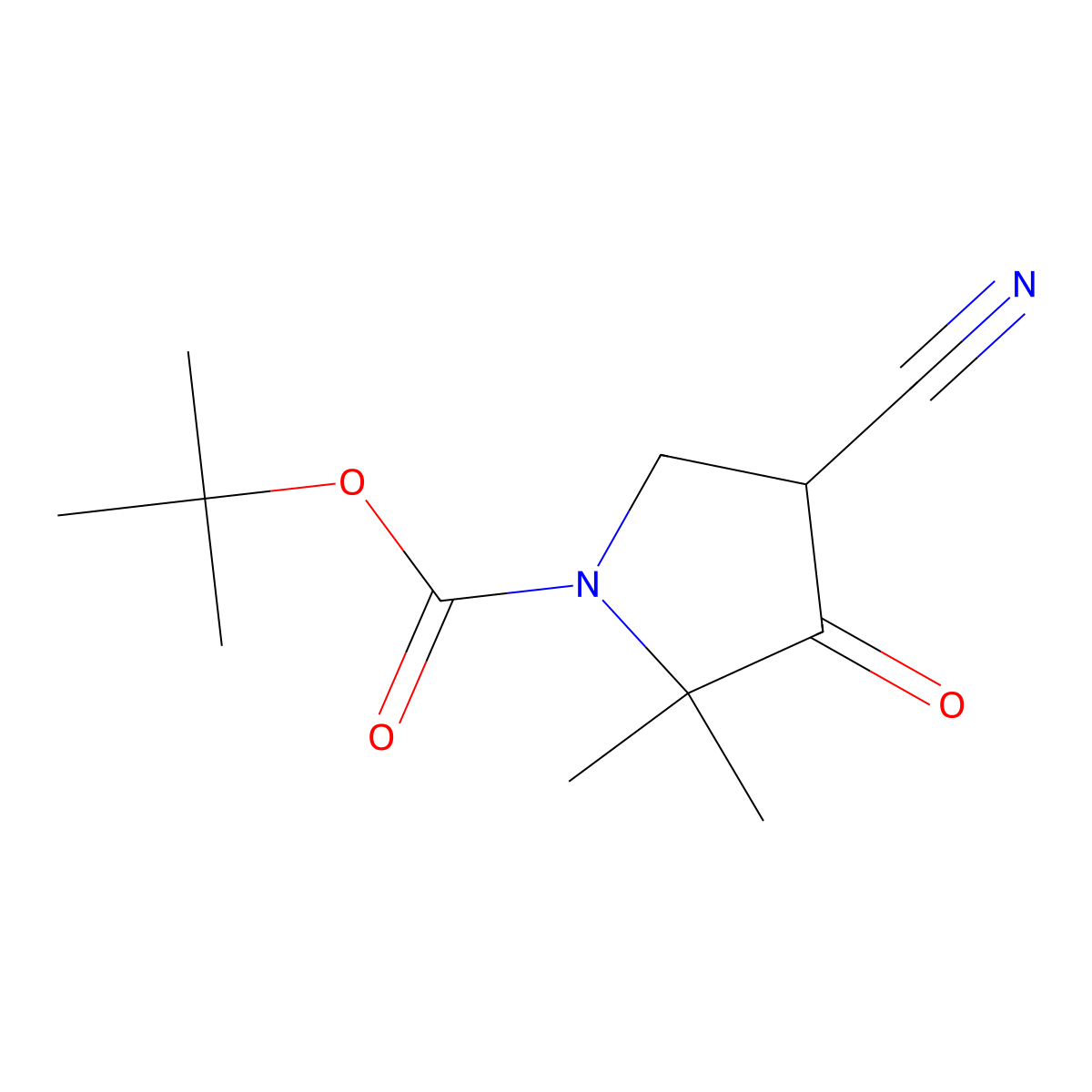 Tert-butyl 4-cyano-2,2-dimethyl-3-oxopyrrolidine-1-carboxylate molecular structure, CAS 946497-94-5