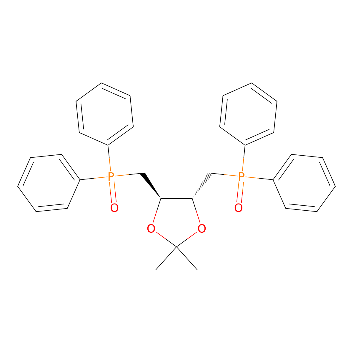 (((4R,5R)-2,2-Dimethyl-1,3-dioxolane-4,5-diyl)bis(methylene))bis(diphenylphosphine oxide) molecular structure, CAS 94665-48-2