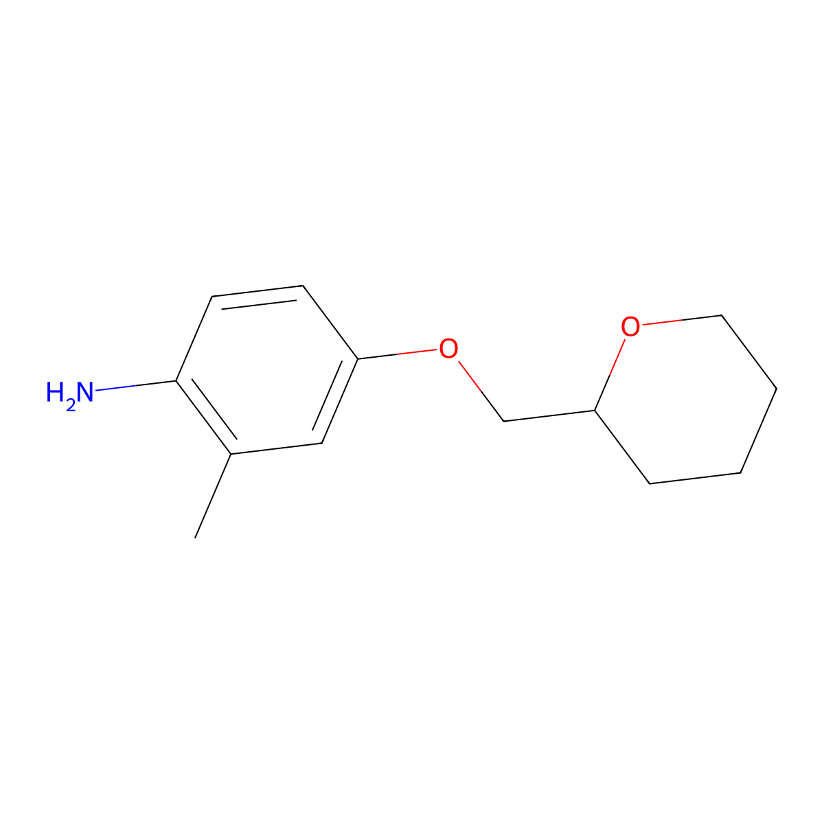 2-Methyl-4-(tetrahydro-2H-pyran-2-ylmethoxy)-phenylamine molecular structure, CAS 946699-43-0
