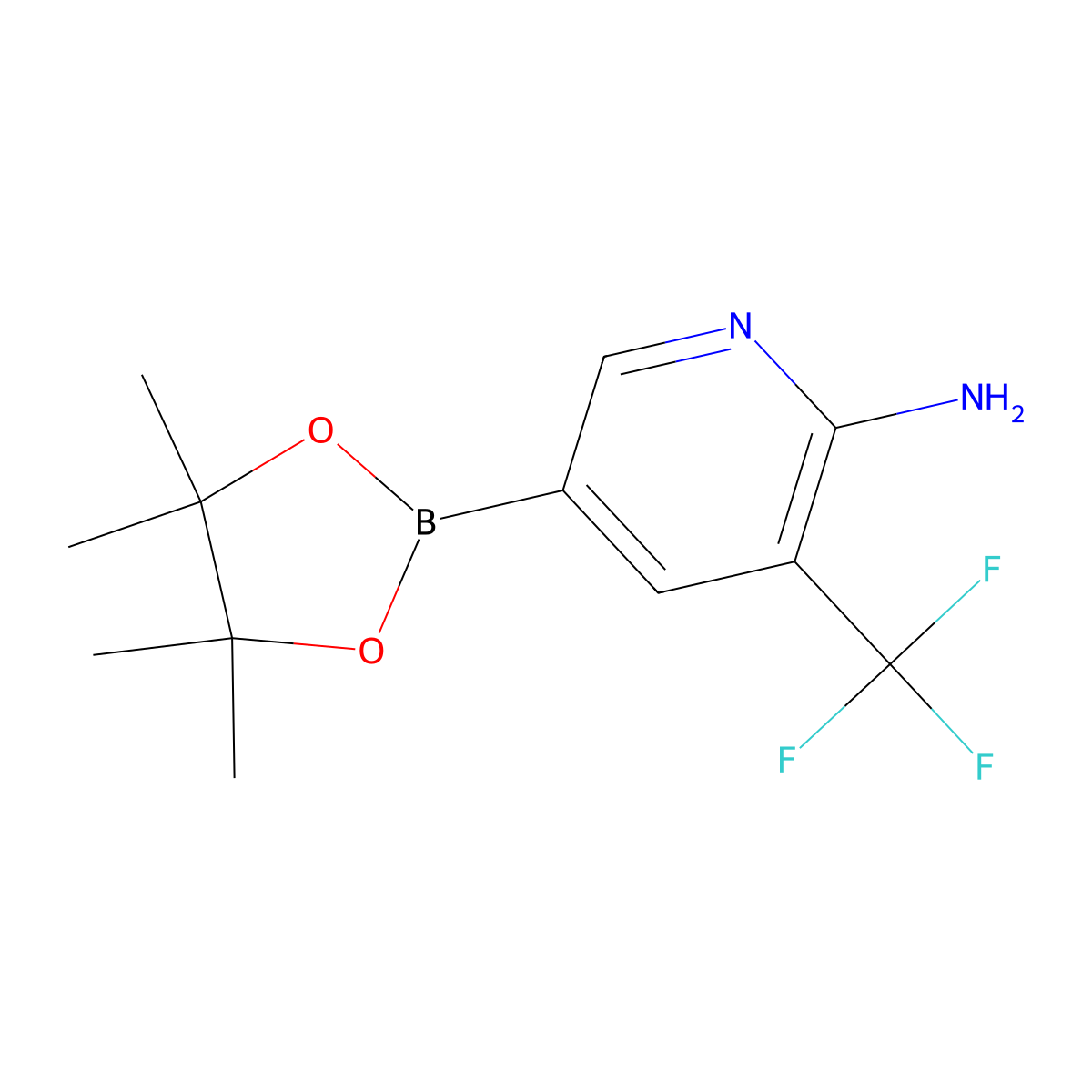 5-(4,4,5,5-Tetramethyl-1,3,2-dioxaborolan-2-yl)-3-(trifluoromethyl)pyridin-2-amine molecular structure, CAS 947249-01-6