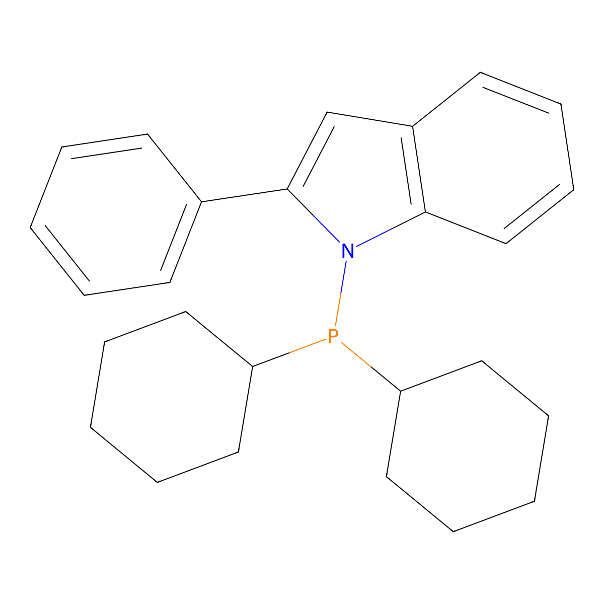 1-(Dicyclohexylphosphino)-2-phenyl-1H-indole molecular structure, CAS 947402-57-5
