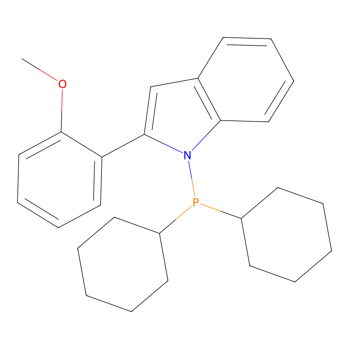 1-(Dicyclohexylphosphino)-2-(2-methoxyphenyl)-1H-indole , NPCy o-Andole-Phos molecular structure, CAS 947402-60-0