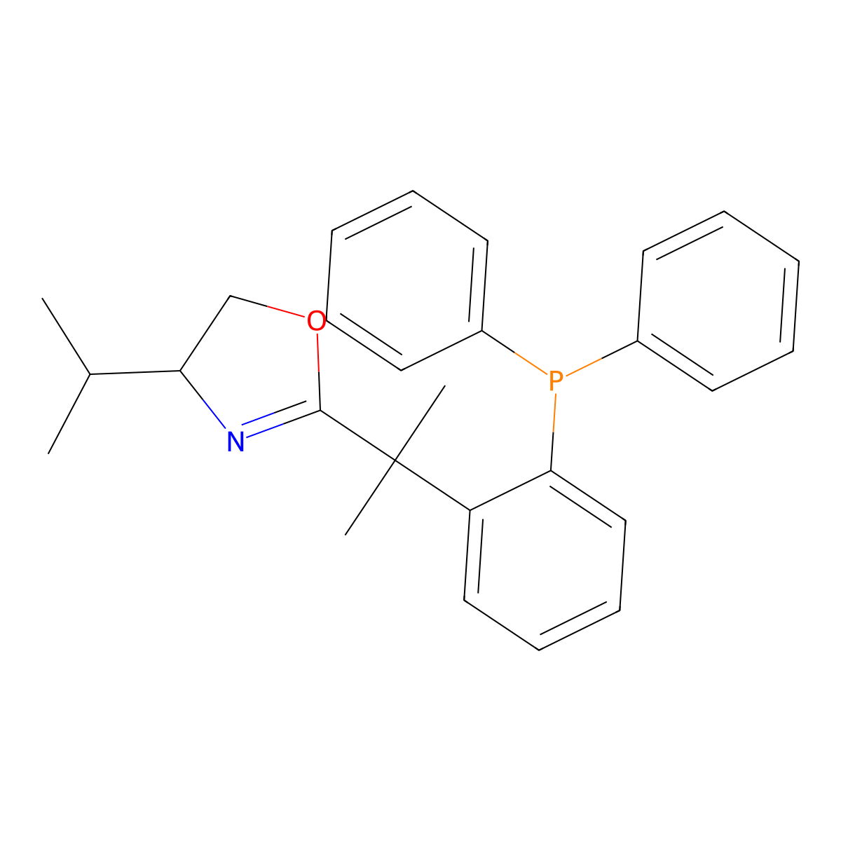 (S)-2-(2-(2-(Diphenylphosphino)phenyl)propan-2-yl)-4-isopropyl-4,5-dihydrooxazole molecular structure, CAS 947618-06-6