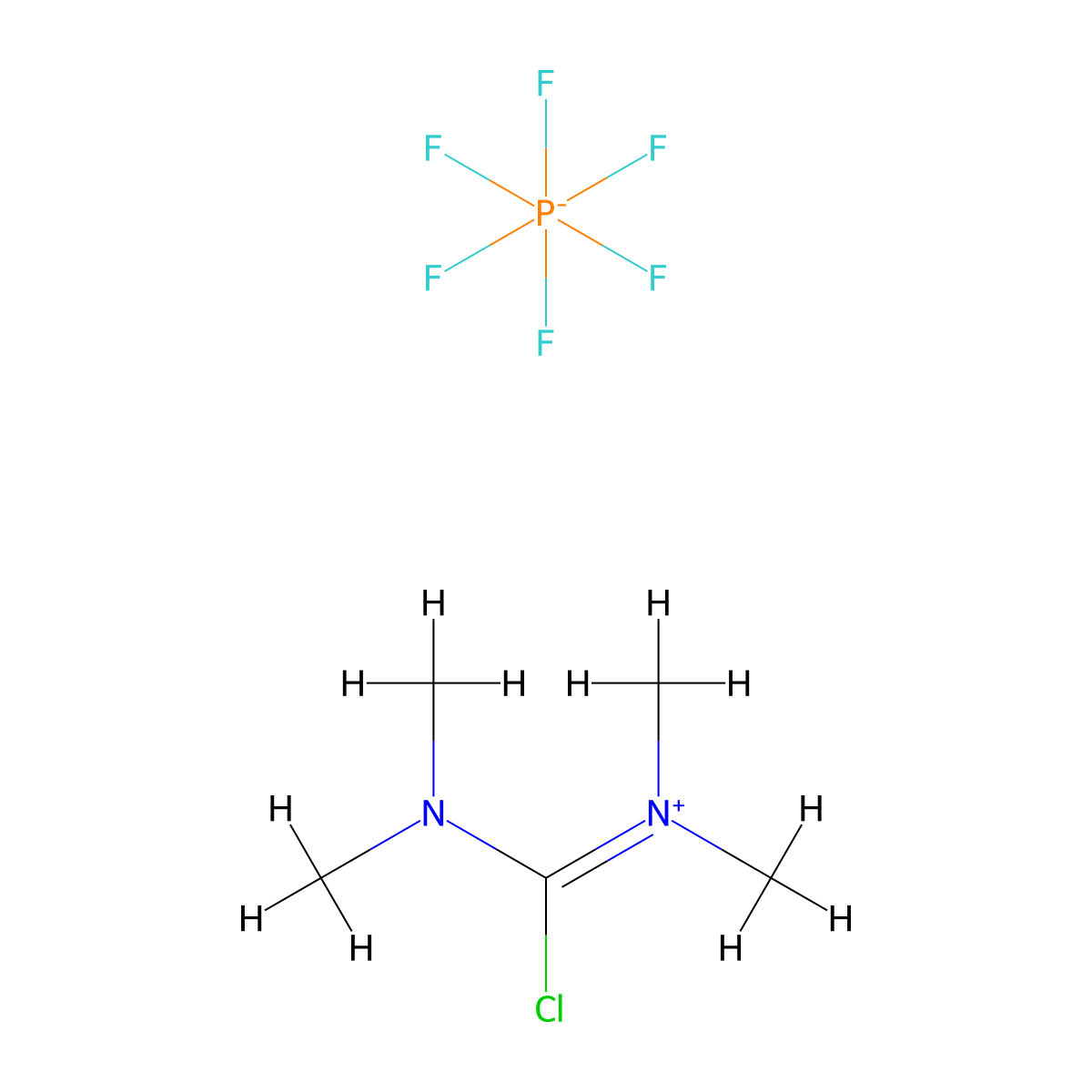 Chloro-N,N,N',N'-tetramethylformamidinium Hexafluorophosphate molecular structure, CAS 94790-35-9