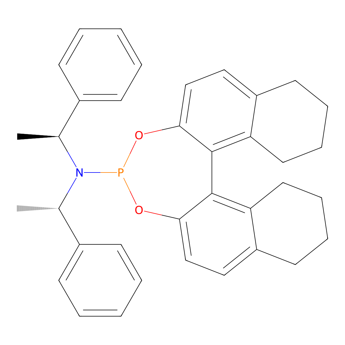 (11bS)-N,N-bis((S)-1-Phenylethyl)-8,9,10,11,12,13,14,15-octahydrodinaphtho[2,1-d:1',2'-f][1,3,2]dioxaphosphepin-4-amine molecular structure, CAS 948309-50-0