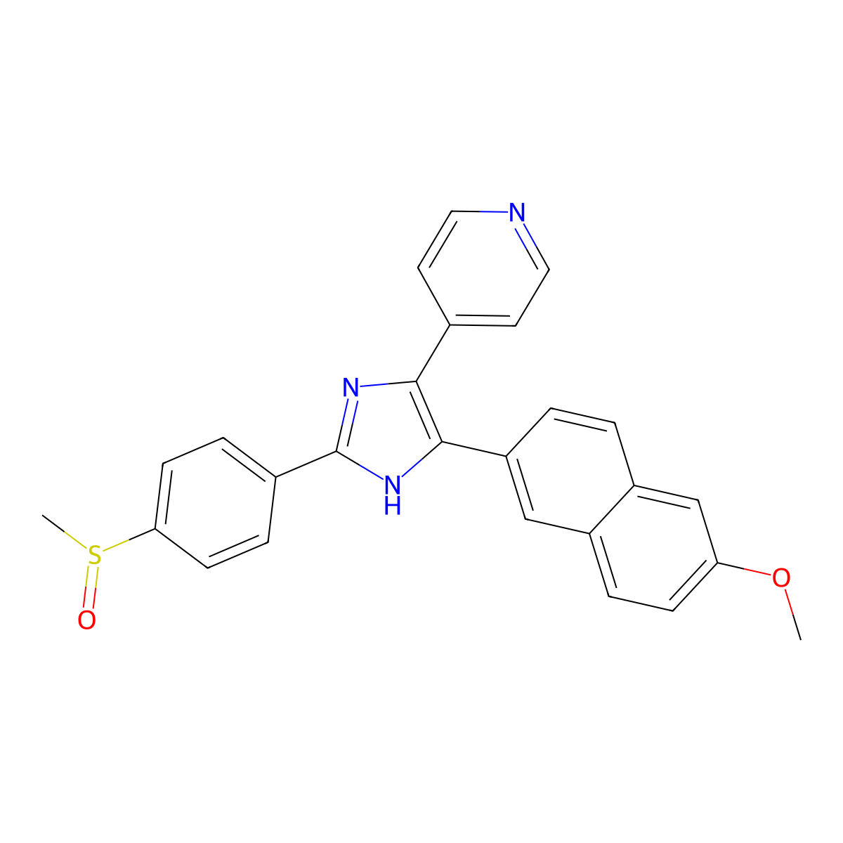 4-(6-methoxy-2-naphthyl)-2-(4-methylsulfinylphenyl)-5-(4-pyridyl)-1H-imidazole molecular structure, CAS 948557-43-5