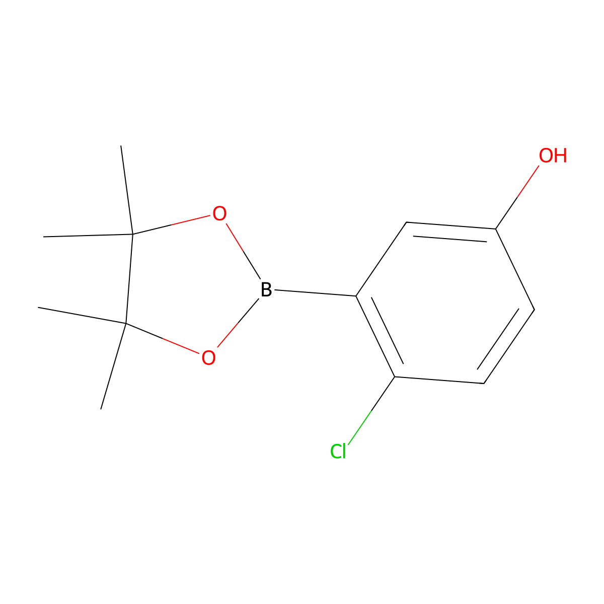 4-Chloro-3-(4,4,5,5-tetramethyl-1,3,2-dioxaborolan-2-yl)phenol molecular structure, CAS 948592-54-9
