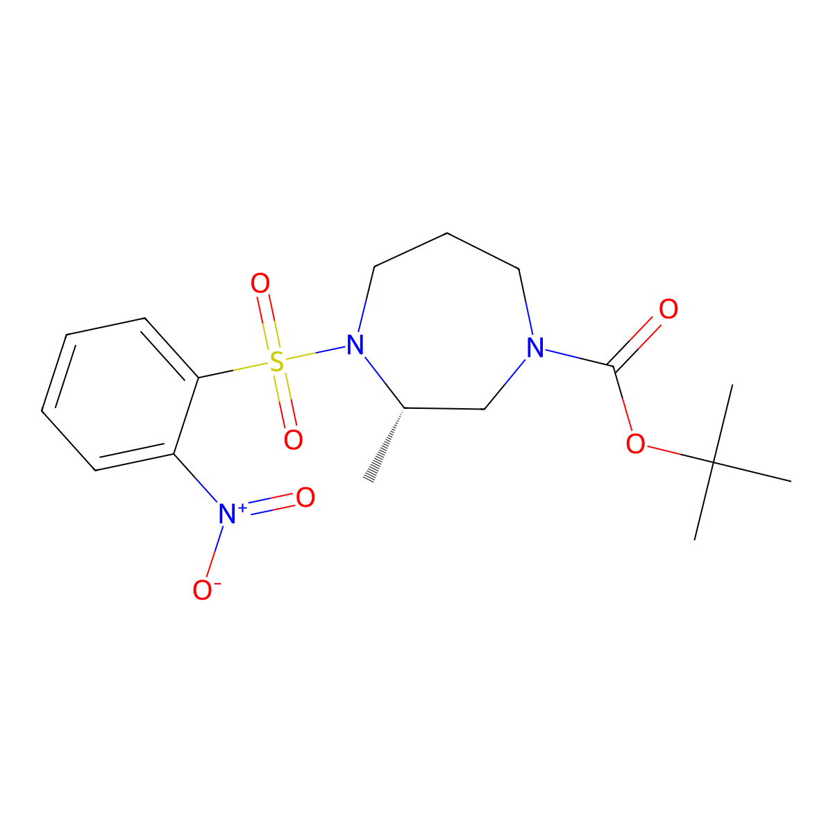 (S)-tert-butyl 3-methyl-4-((2-nitrophenyl)sulfonyl)-1,4-diazepane-1-carboxylate molecular structure, CAS 949109-36-8