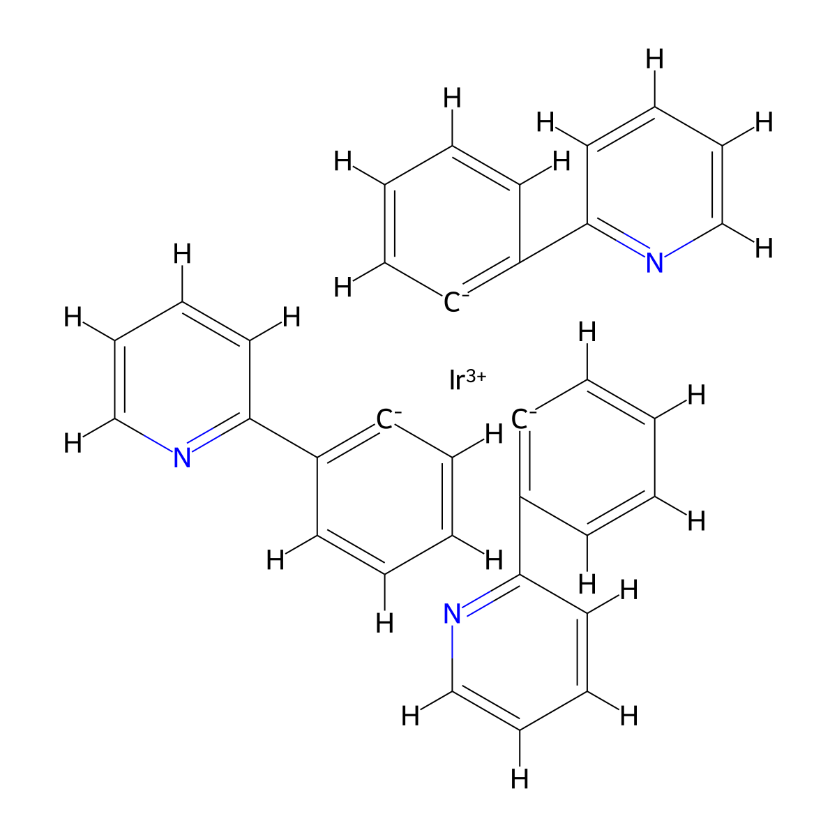 fac-Tris(2-phenylpyridine)iridium , fac-Ir(ppy)3 molecular structure, CAS 94928-86-6