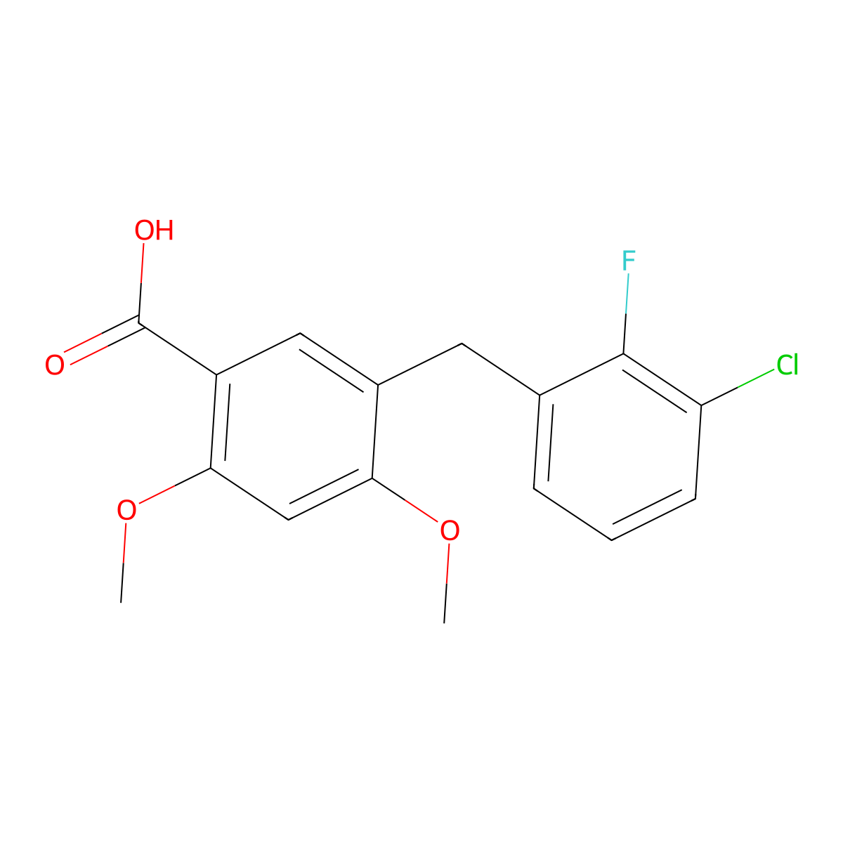 5-(3-Chloro-2-fluorobenzyl)-2,4-dimethoxybenzoic acid molecular structure, CAS 949465-79-6