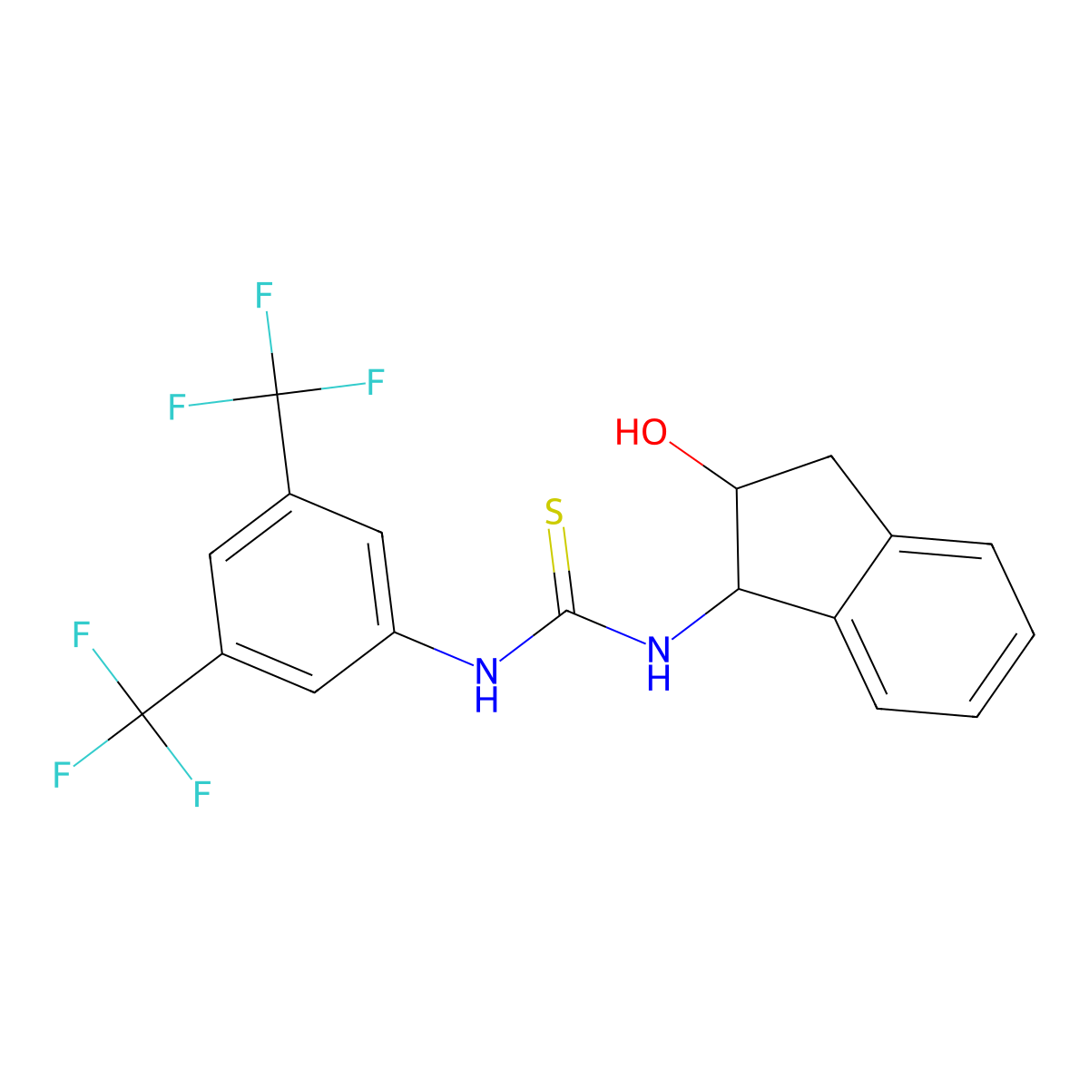 1-(3,5-Bis(trifluoromethyl)phenyl)-3-((1S,2R)-2-hydroxy-2,3-dihydro-1H-inden-1-yl)thiourea molecular structure, CAS 949480-57-3
