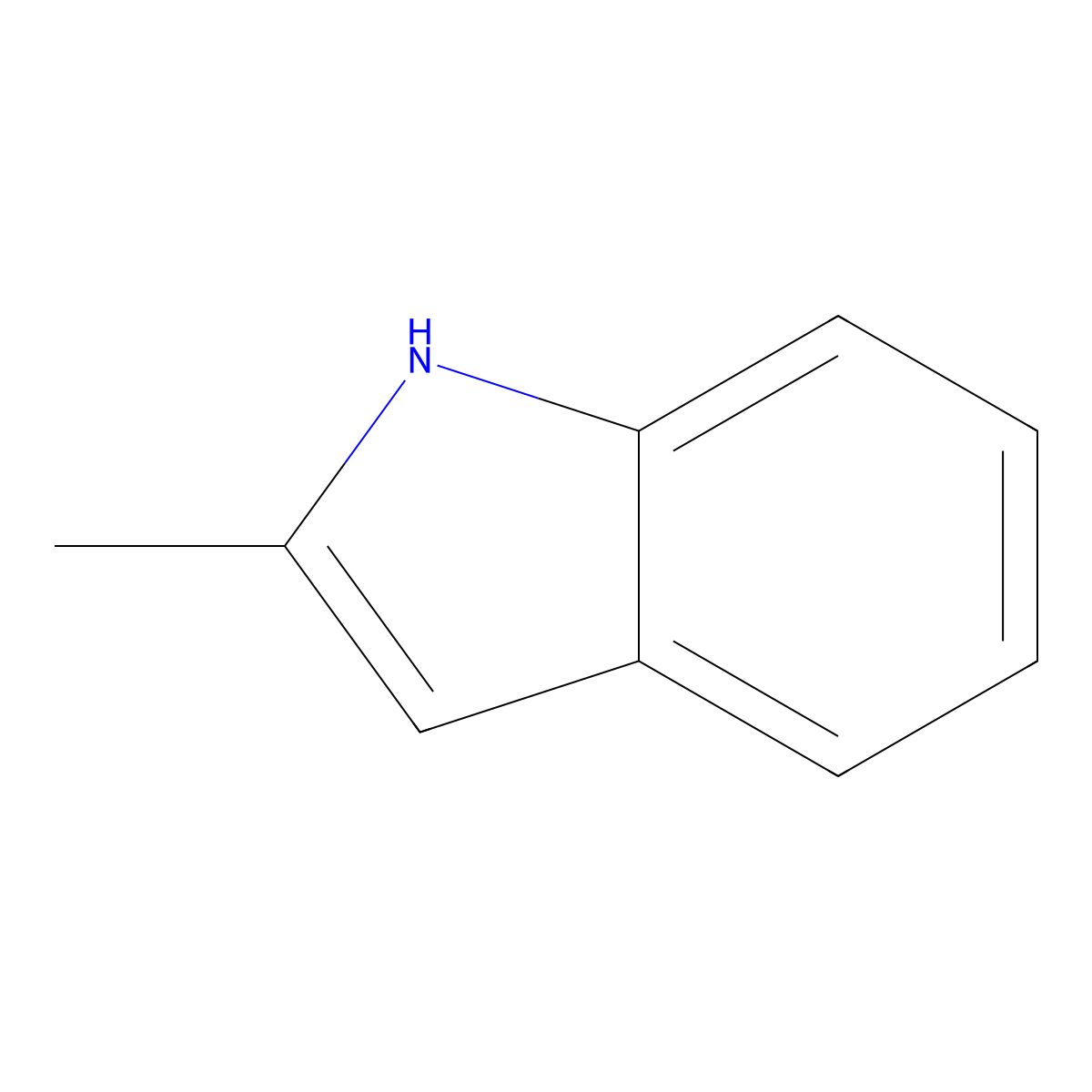 2-Methylindole molecular structure, CAS 95-20-5