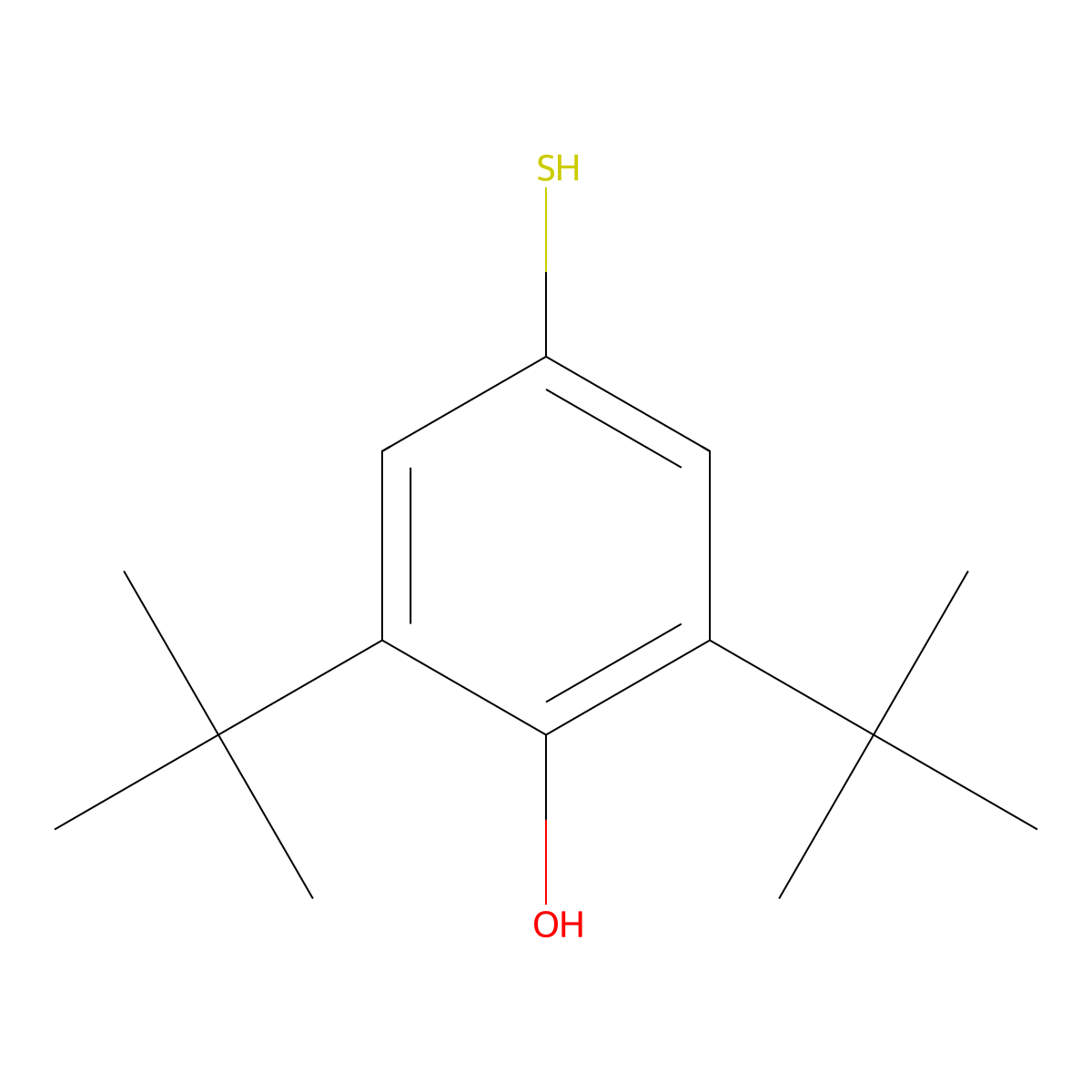 2,6-Di-tert-butyl-4-mercaptophenol molecular structure, CAS 950-59-4