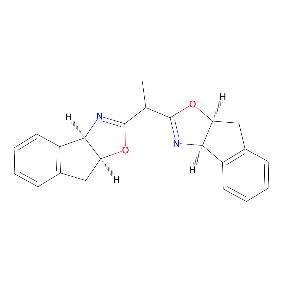 (3aR,3a'R,8aS,8a'S)-2,2'-(Ethane-1,1-diyl)bis(3a,8a-dihydro-8H-indeno[1,2-d]oxazole) molecular structure, CAS 950596-31-3