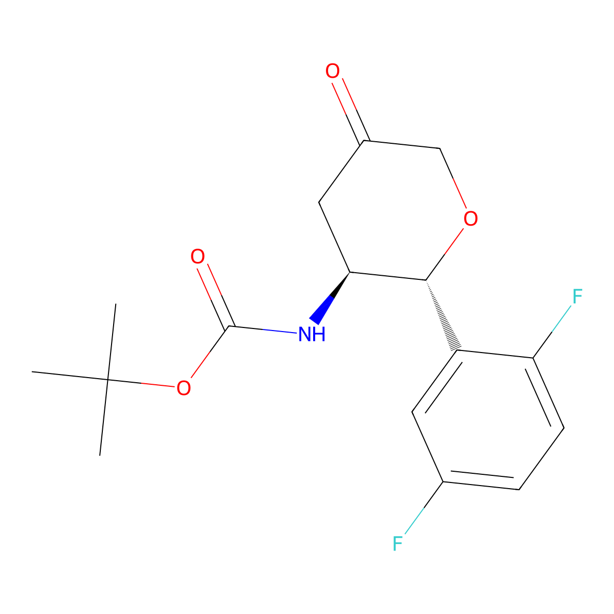 tert-butyl[(2R,3S)-2-(2,5-difluorophenyl)-5-oxotetrahydro-2H-pyran-3-yl]carbamate molecular structure, CAS 951127-25-6