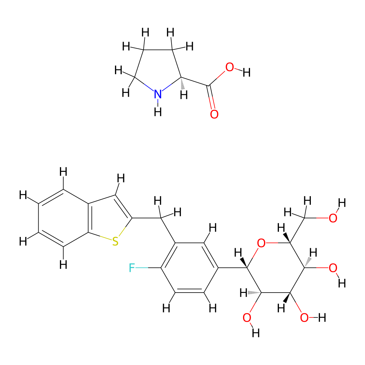 Ipragliflozin L-Proline molecular structure, CAS 951382-34-6
