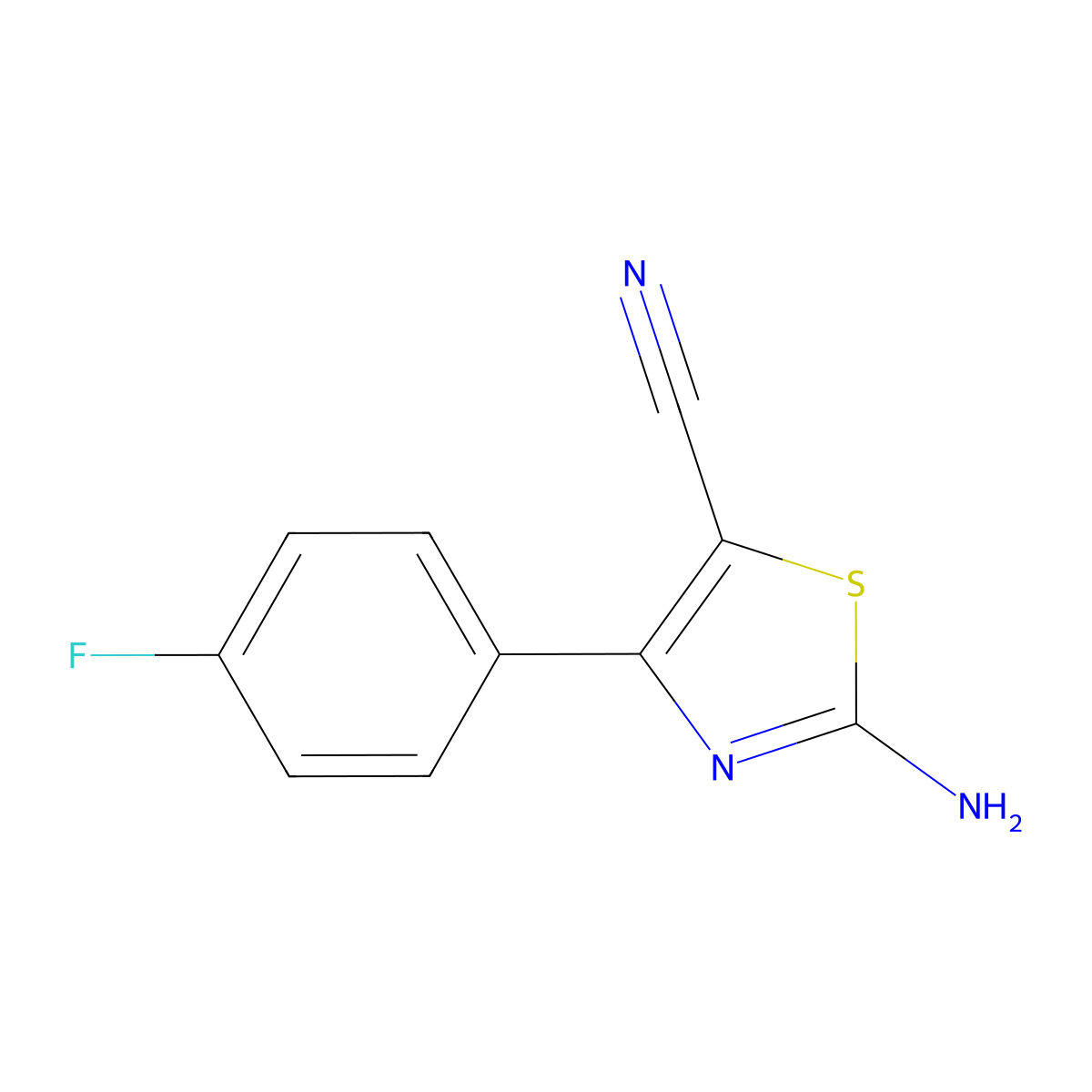 2-Amino-4-(4-fluorophenyl)-1,3-thiazole-5-carbonitrile molecular structure, CAS 952753-59-2