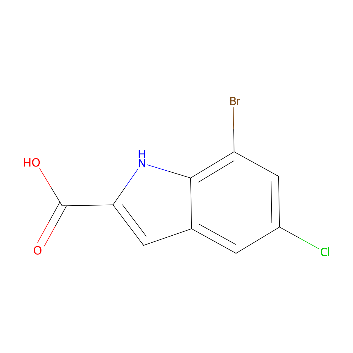 7-bromo-5-chloro-1H-indole-2-carboxylic acid molecular structure, CAS 952959-39-6