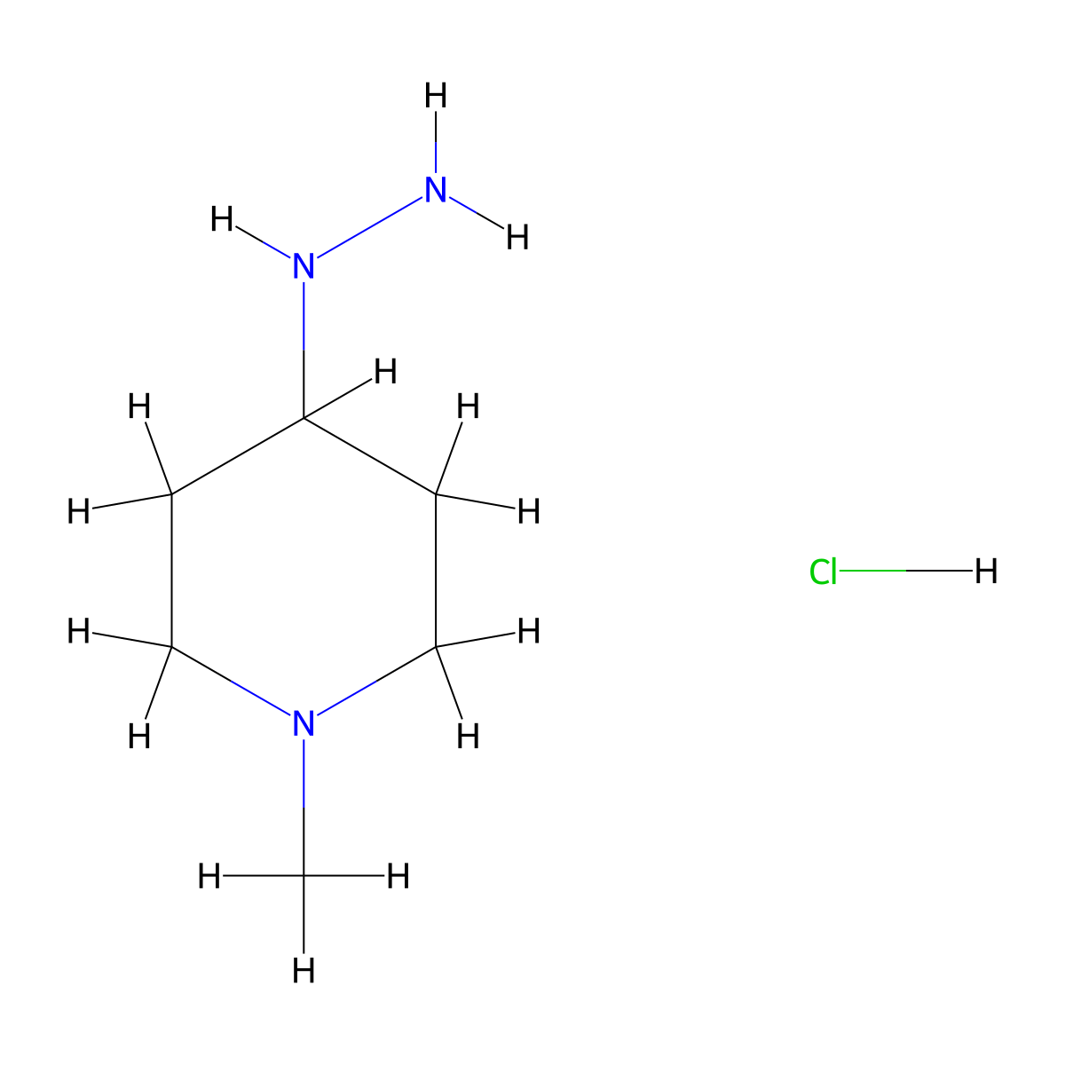 4-Hydrazinyl-1-methylpiperidine hydrochloride molecular structure, CAS 953052-98-7
