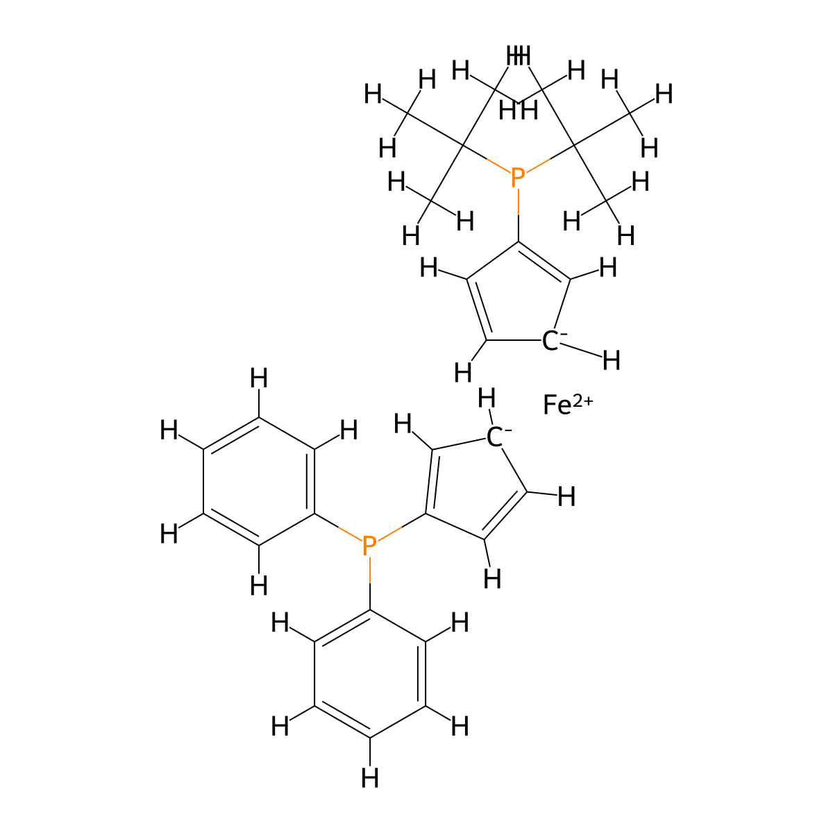 1-Diphenylphosphino-1'-(di-tert-butylphosphino)ferrocene molecular structure, CAS 95408-38-1