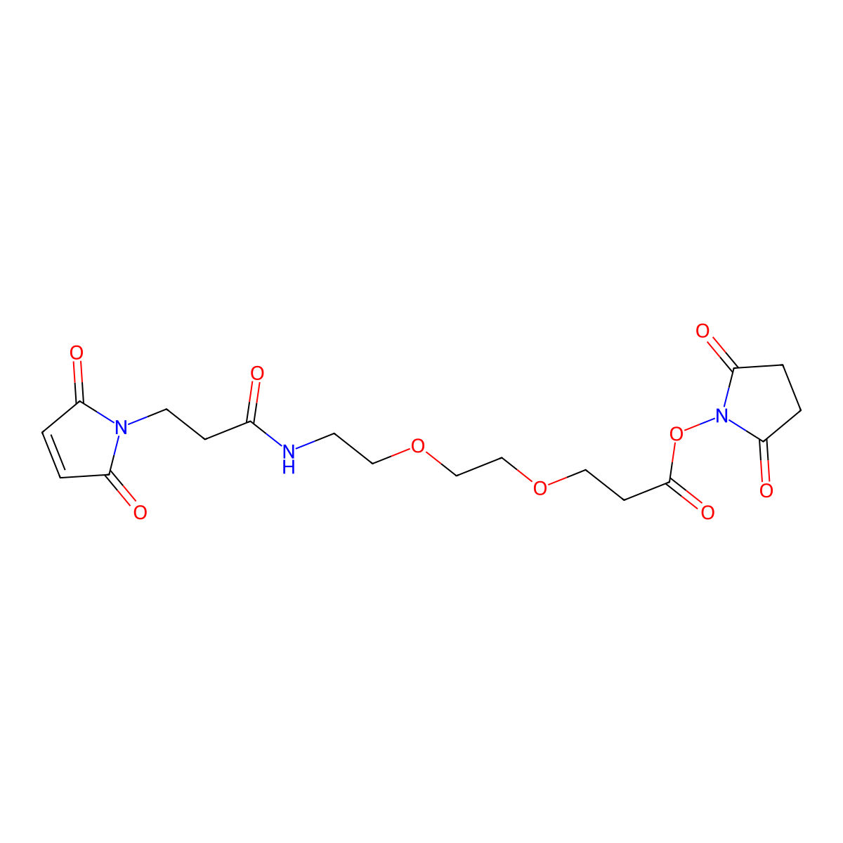 2,5-Dioxopyrrolidin-1-yl 3-(2-(2-(3-(2,5-dioxo-2H-pyrrol-1(5H)-yl)propanamido)ethoxy)ethoxy)propanoate molecular structure, CAS 955094-26-5