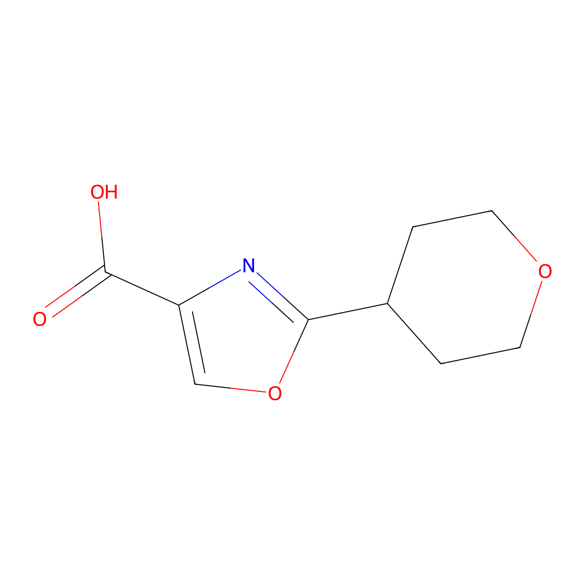 2-(Oxan-4-yl)-1,3-oxazole-4-carboxylic acid molecular structure, CAS 955401-82-8