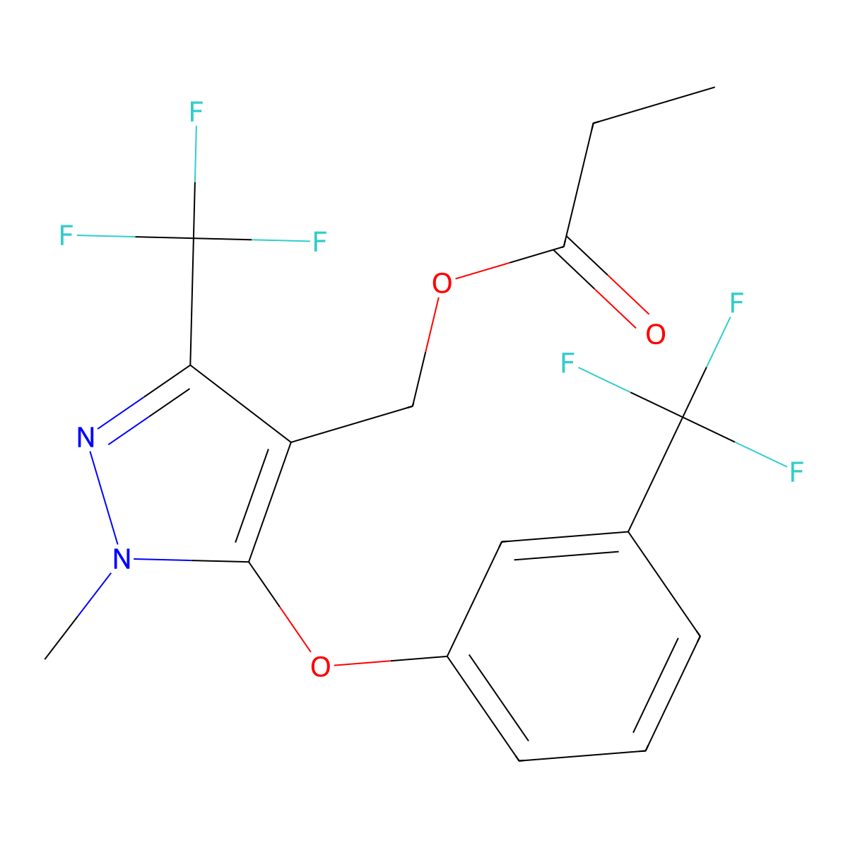 {1-methyl-3-(trifluoromethyl)-5-[3-(trifluoromethyl)phenoxy]-1H-pyrazol-4-yl}methyl propionate molecular structure, CAS 955966-45-7