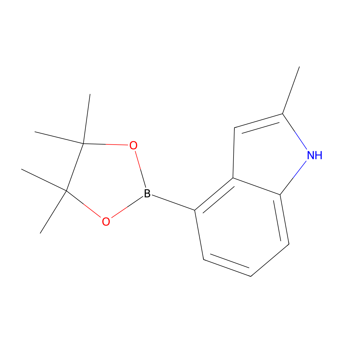 2-methyl-4-(tetramethyl-1,3,2-dioxaborolan-2-yl)-1H-indole molecular structure, CAS 955979-22-3