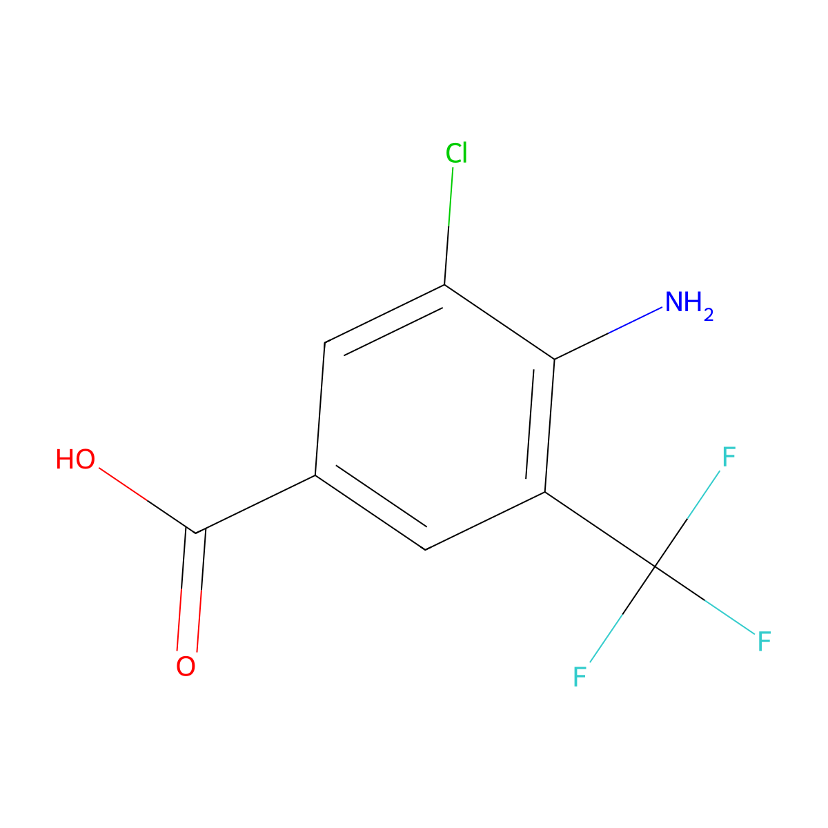 4-amino-3-chloro-5-(trifluoromethyl)benzoic Acid molecular structure, CAS 95656-52-3