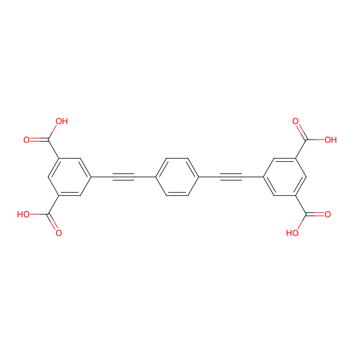 5,5'-(1,4-Phenylenebis(ethyne-2,1-diyl))diisophthalic acid molecular structure, CAS 957014-40-3