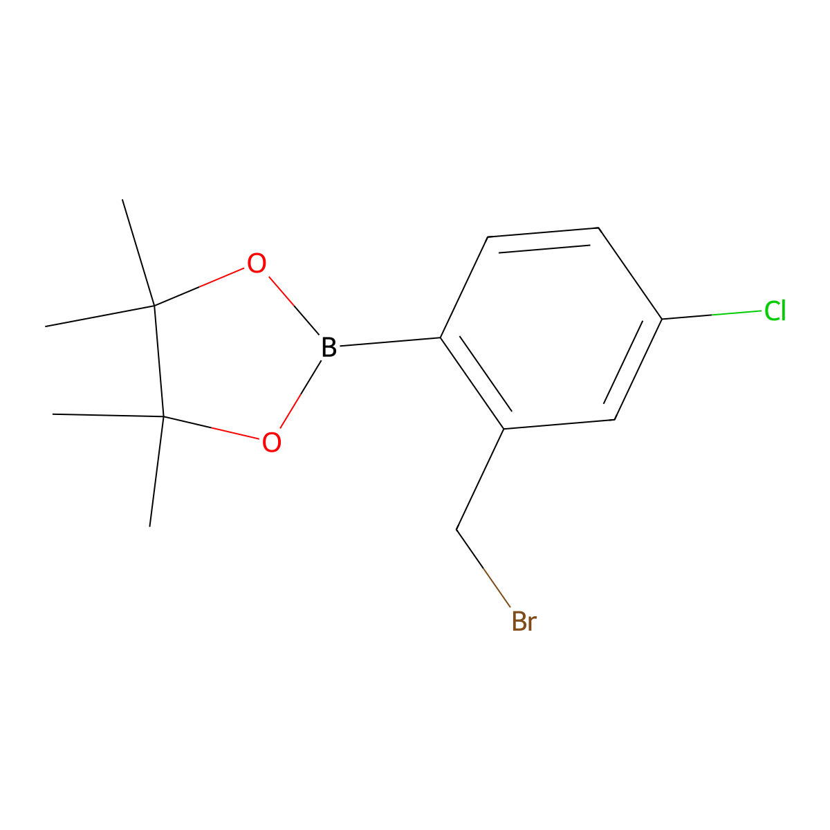 2-(2-(Bromomethyl)-4-chlorophenyl)-4,4,5,5-tetramethyl-1,3,2-dioxaborolane molecular structure, CAS 957034-64-9