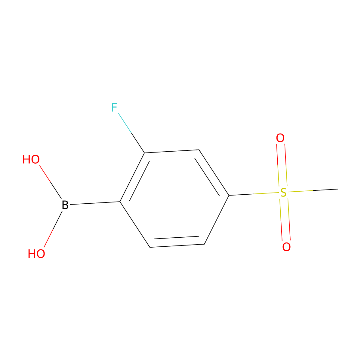 2-Fluoro-4-(methylsulphonyl)benzeneboronic acid molecular structure, CAS 957060-85-4