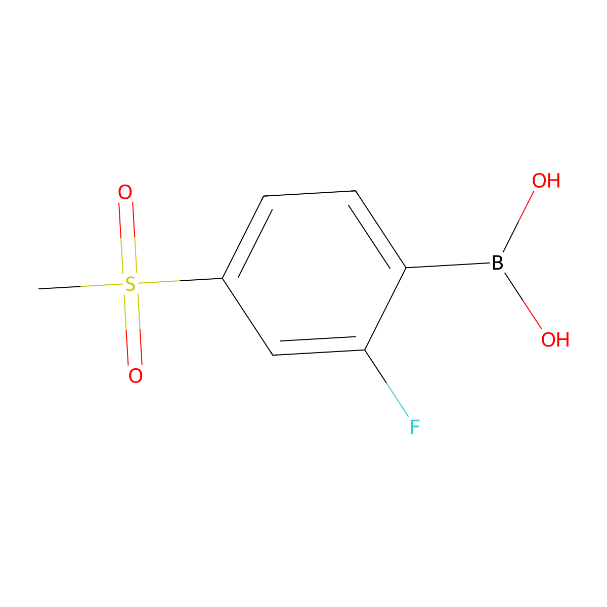 2-Fluoro-4-(methylsulphonyl)benzeneboronic acid molecular structure, CAS 957060-85-4