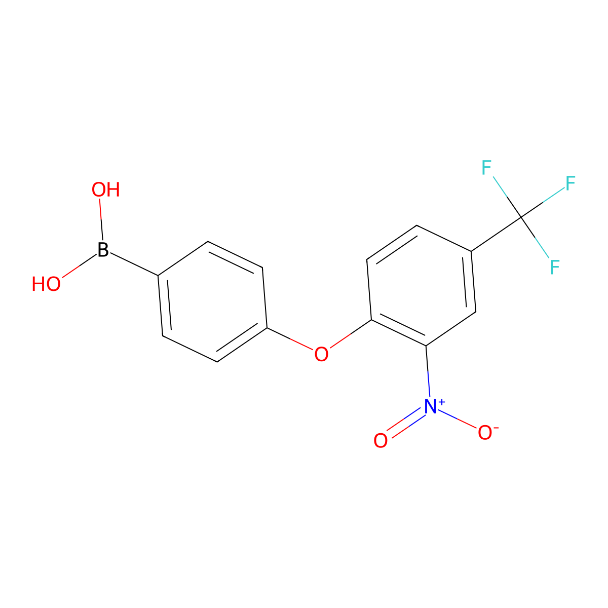 (4-(2-Nitro-4-(trifluoromethyl)phenoxy)phenyl)boronic acid molecular structure, CAS 957062-58-7