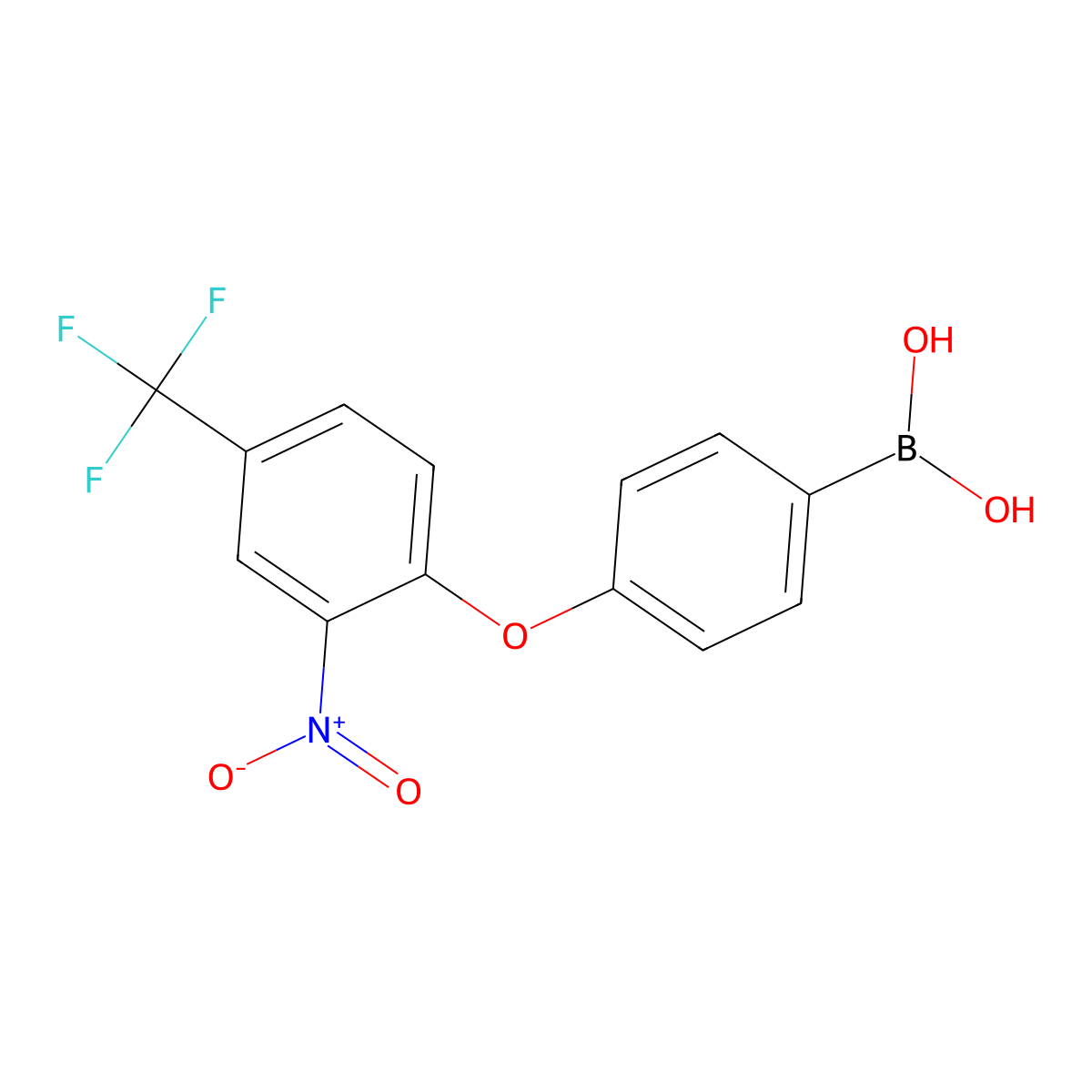 (4-(2-Nitro-4-(trifluoromethyl)phenoxy)phenyl)boronic acid molecular structure, CAS 957062-58-7