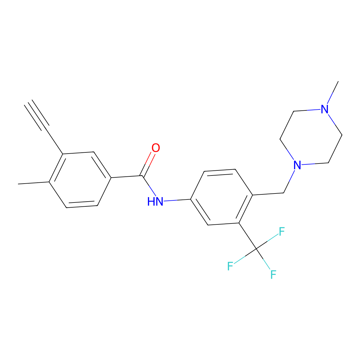 3-ethynyl-4-methyl-N-(4-((4-methylpiperazin-1-yl)methyl)-3-(trifluoromethyl)phenyl)benzamide molecular structure, CAS 957147-18-1