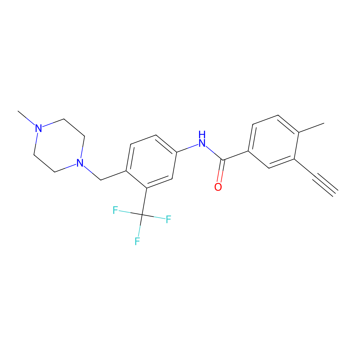 3-ethynyl-4-methyl-N-(4-((4-methylpiperazin-1-yl)methyl)-3-(trifluoromethyl)phenyl)benzamide molecular structure, CAS 957147-18-1