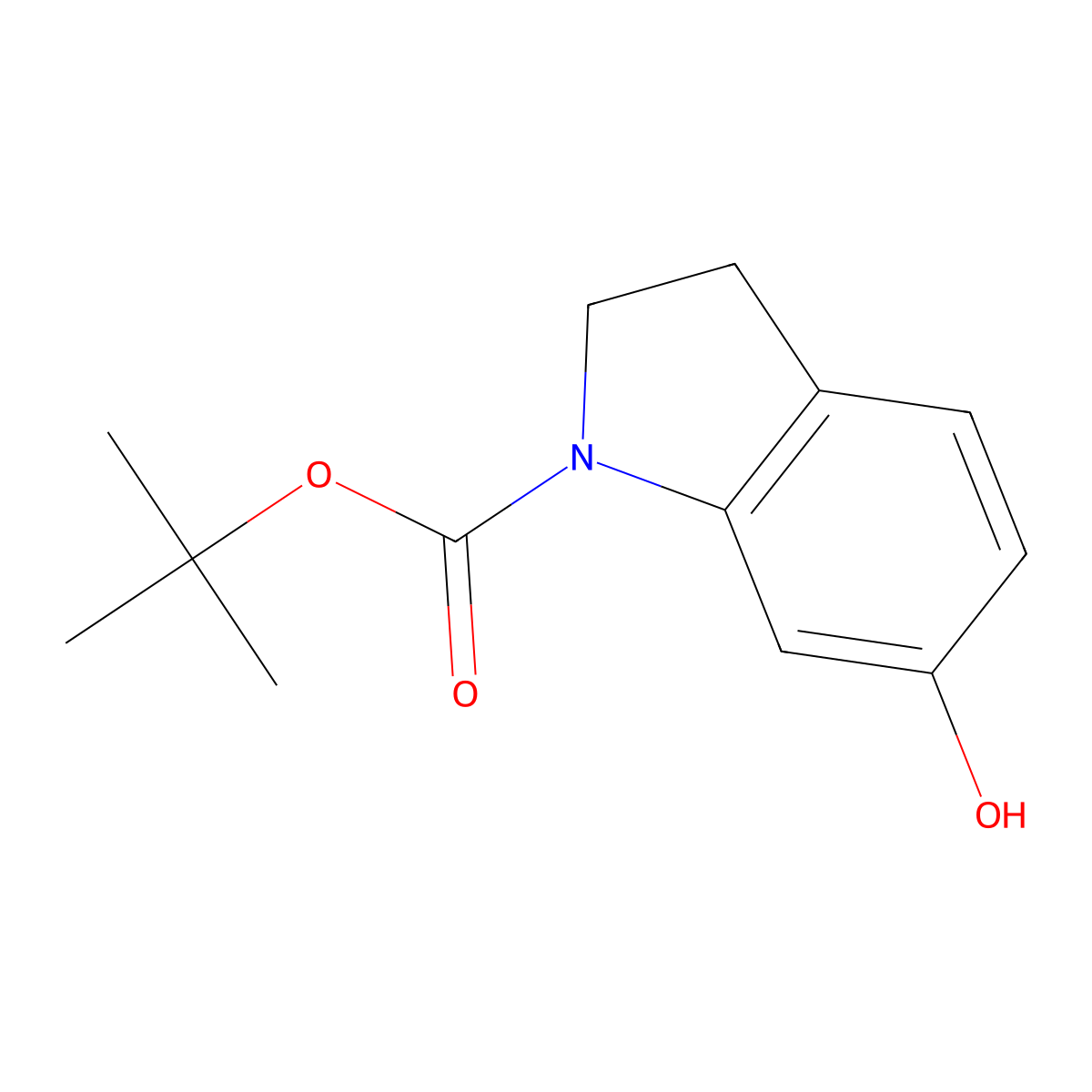 Tert-butyl 6-hydroxyindoline-1-carboxylate molecular structure, CAS 957204-30-7