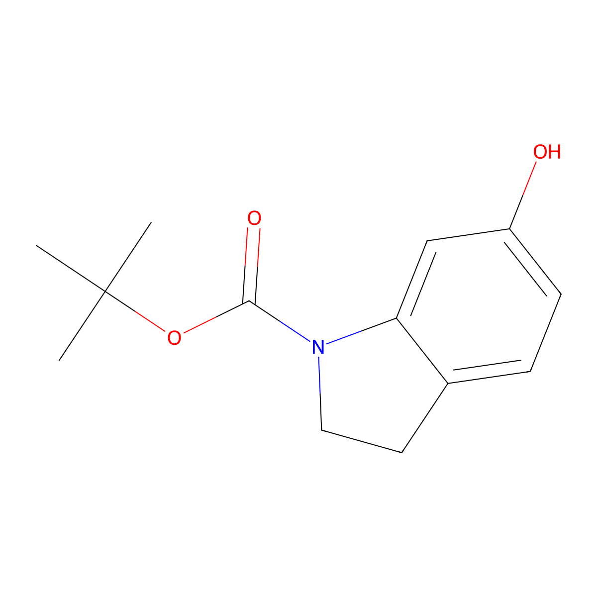 Tert-butyl 6-hydroxyindoline-1-carboxylate molecular structure, CAS 957204-30-7
