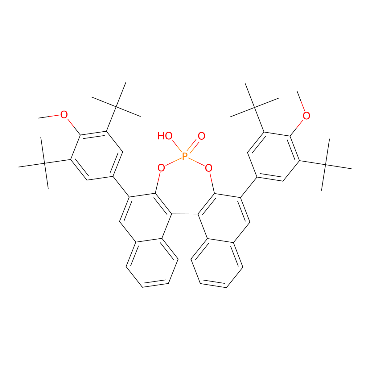 (11bR)-2,6-Bis[3,5-bis(1,1-dimethylethyl)-4-methoxyphenyl]-4-hydroxy-4-oxide-dinaphtho[2,1-d:1',2'-f][1,3,2]dioxaphosphepin molecular structure, CAS 957790-93-1