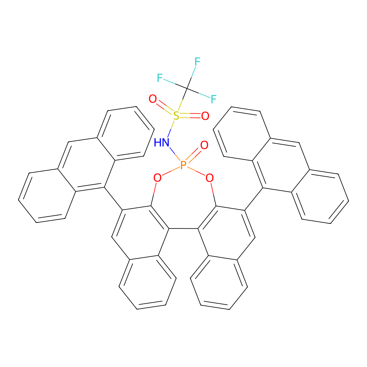 (S)-3,3'-Bis(9-anthracenyl)-1,1'-binaphthyl-2,2'-diyl-N-triflyl phosphoramide molecular structure, CAS 957790-95-3