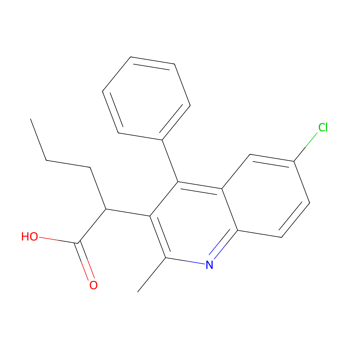 2-(6-Chloro-2-methyl-4-phenylquinolin-3-yl)pentanoic acid molecular structure, CAS 957890-42-5