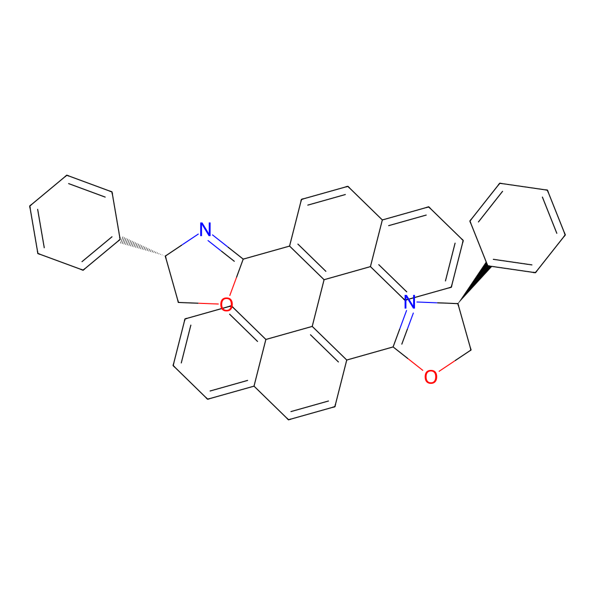 (1R)-2,2'-Bis((S)-4-phenyl-4,5-dihydrooxazol-2-yl)-1,1'-binaphthalene molecular structure, CAS 958238-94-3
