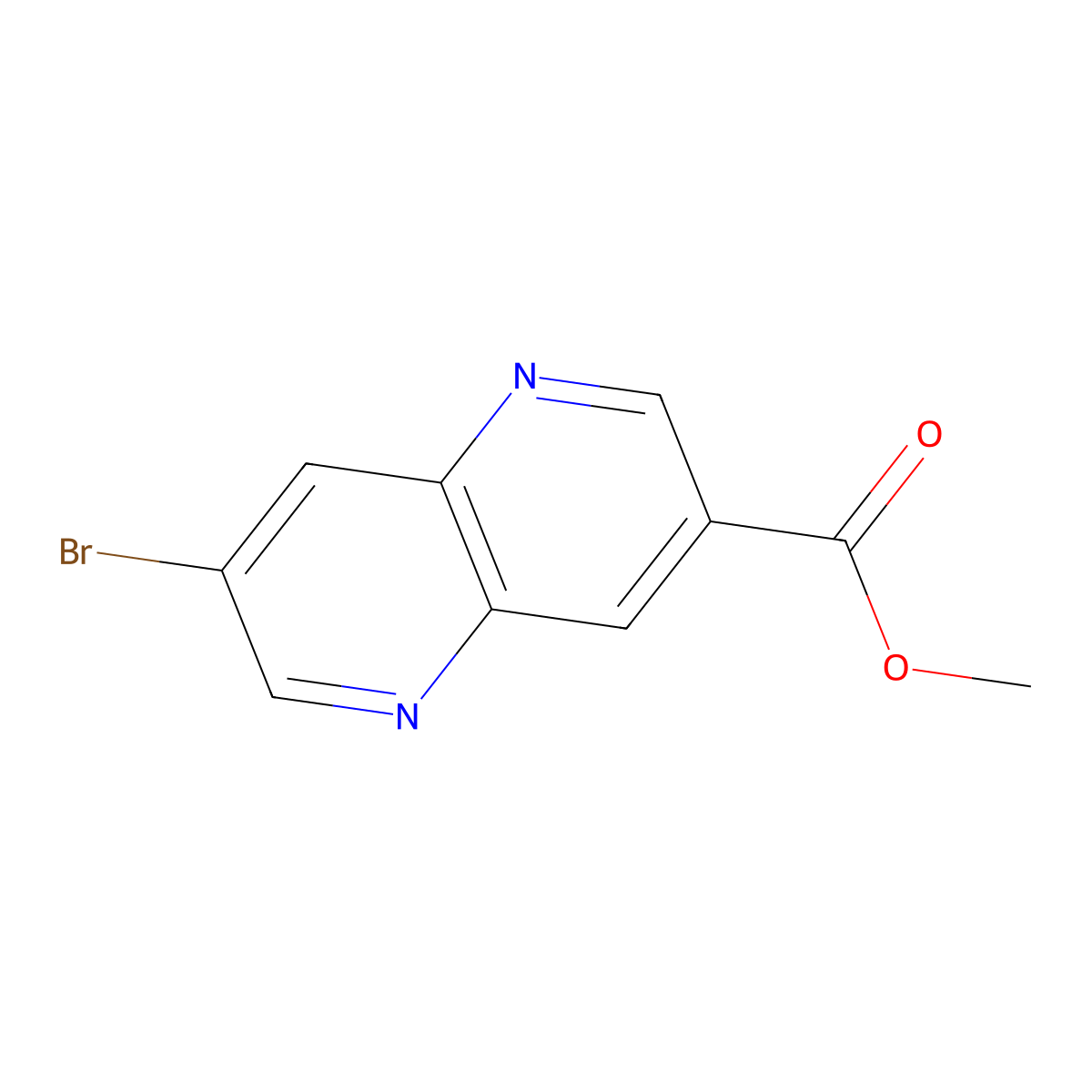 Methyl 7-bromo-1,5-naphthyridine-3-carboxylate molecular structure, CAS 958334-24-2