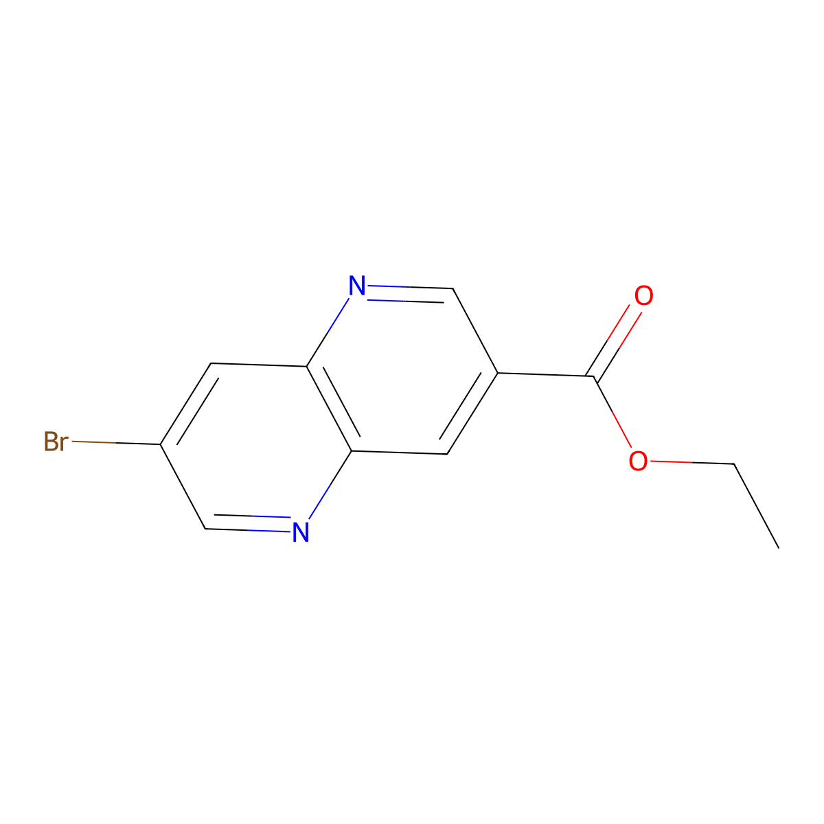 Ethyl 7-bromo-1,5-naphthyridine-3-carboxylate molecular structure, CAS 958334-48-0
