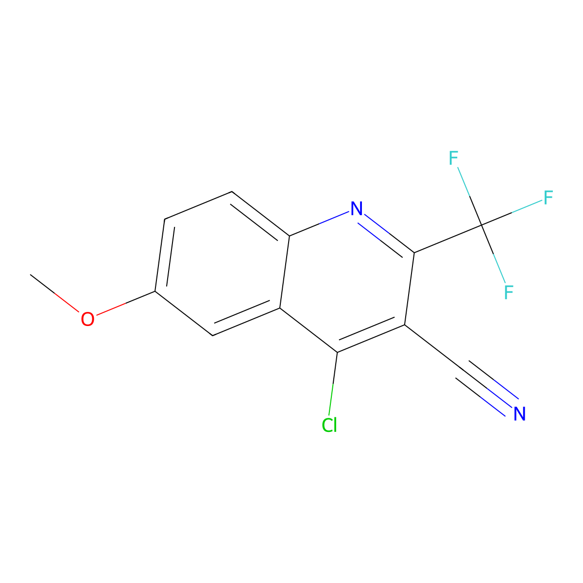 4-Chloro-6-methoxy-2-(trifluoromethyl)quinoline-3-carbonitrile molecular structure, CAS 959271-96-6